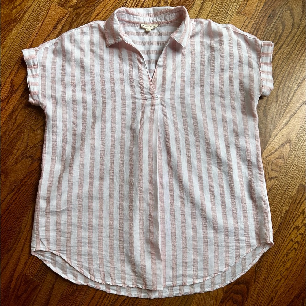 Jane and Delancey Pink and White Striped Top